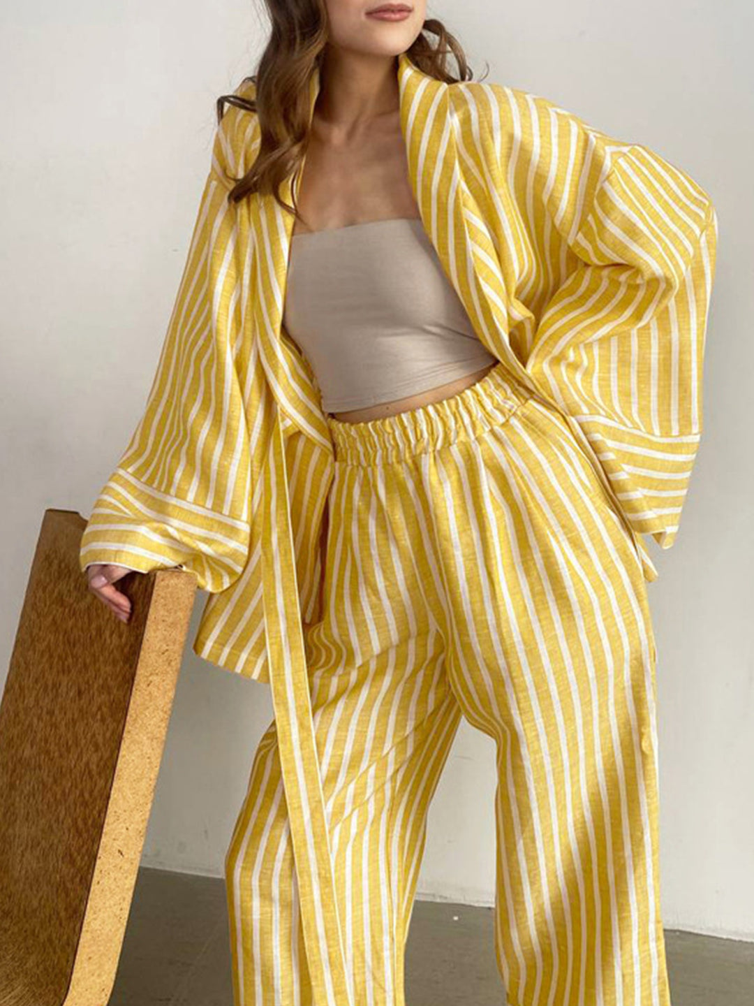 Damernas Lounge Set Tvådelad Oversized Lätt Vävning 7