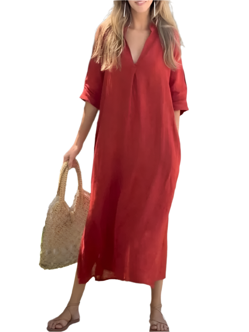 Damernas Maxiklänning med Klassisk Stil och Bekväm Passform 0