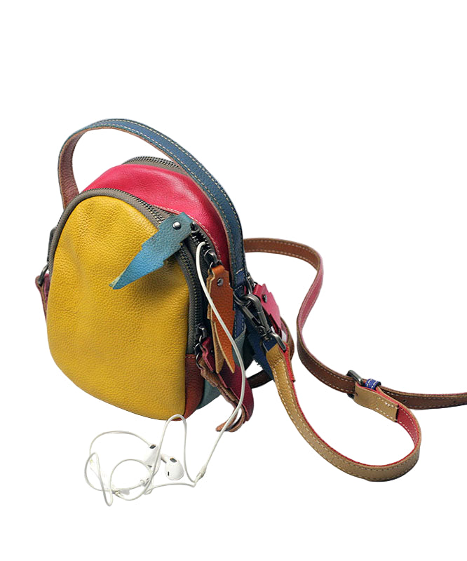 Damernas Messenger Bag i Färgblock med Läder 0