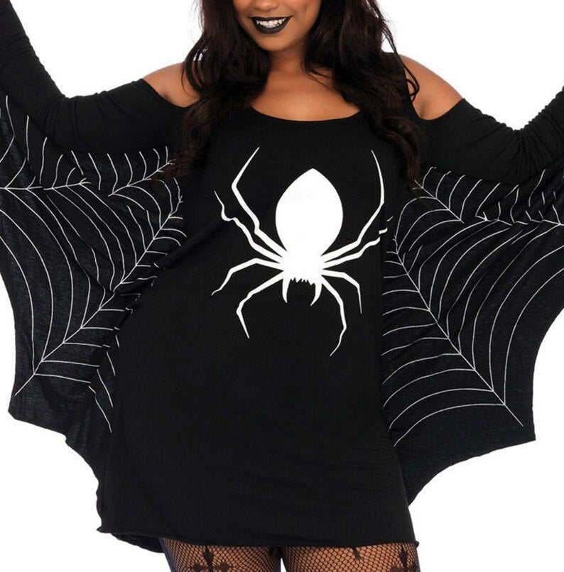 Damernas Mini Klänning Spindelnät Polyester för Halloween 1