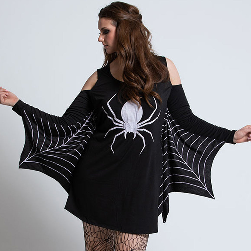 Damernas Mini Klänning Spindelnät Polyester för Halloween 2