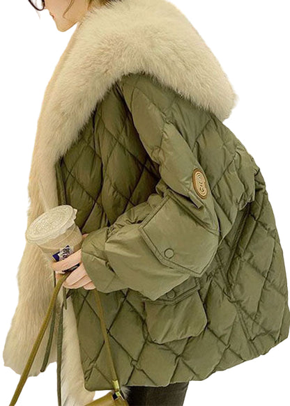 Damernas Oversized Jacka med Fuskpäls och Dunfyllning 0