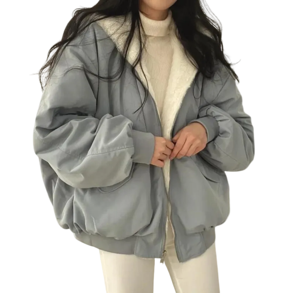 Damernas Oversized Vinterjacka Trendig Lång 0