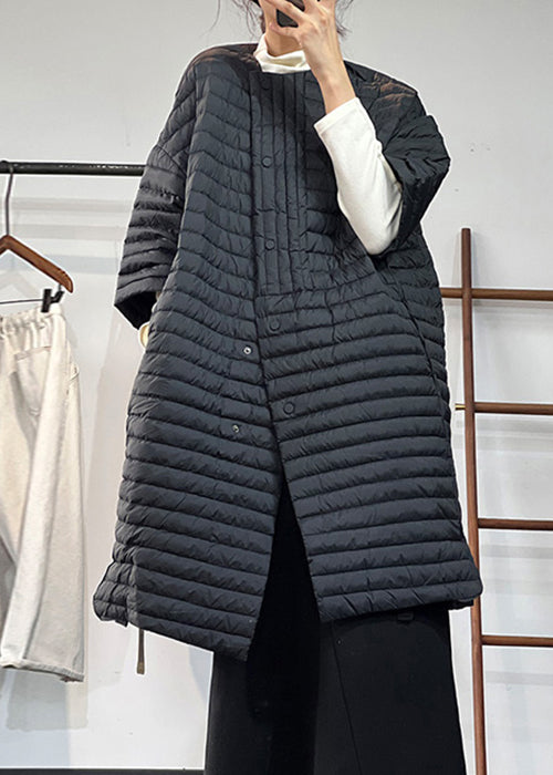 Damernas Parka i Plus Size med Knapp och Fickor 2
