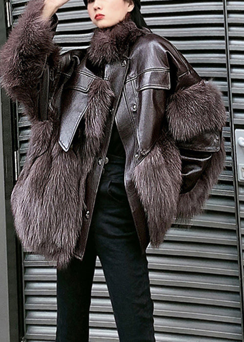 Damernas Patchwork Läderjacka Trendig Design 1