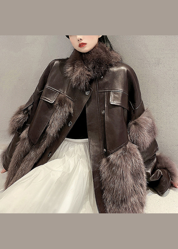 Damernas Patchwork Läderjacka Trendig Design 2