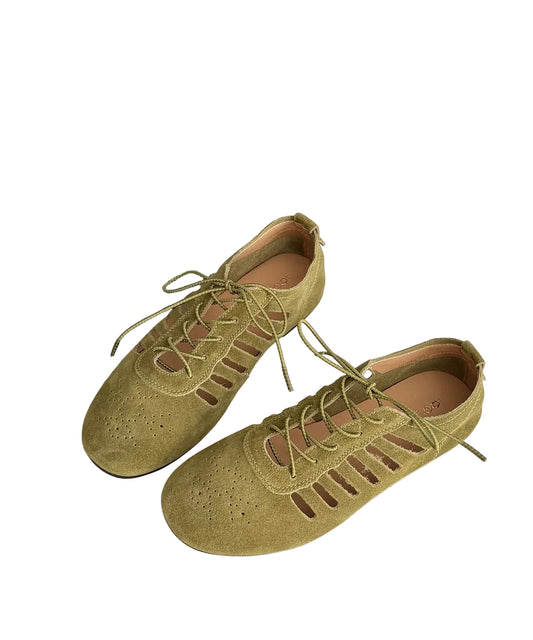 Damernas Splicing Flat Shoes med Snörning 0
