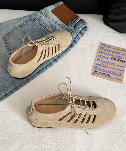 Damernas Splicing Flat Shoes med Snörning 3