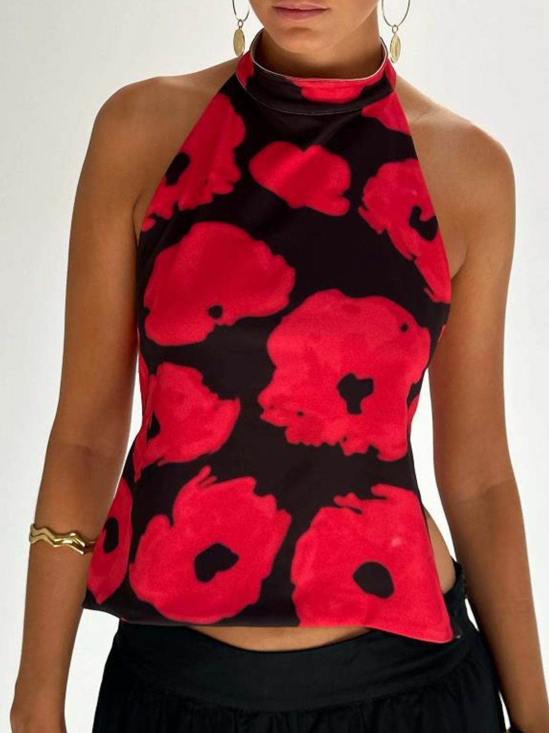Damernas Tank Top Halterneck Tryckt Rygglös 13
