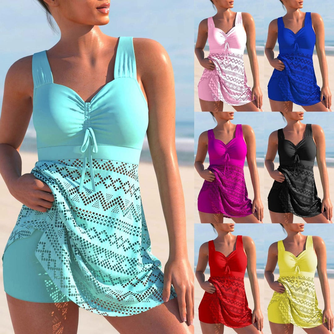 Damernas Tankini Set Rynkat Mönstrad Vattenavvisande Tyger 1