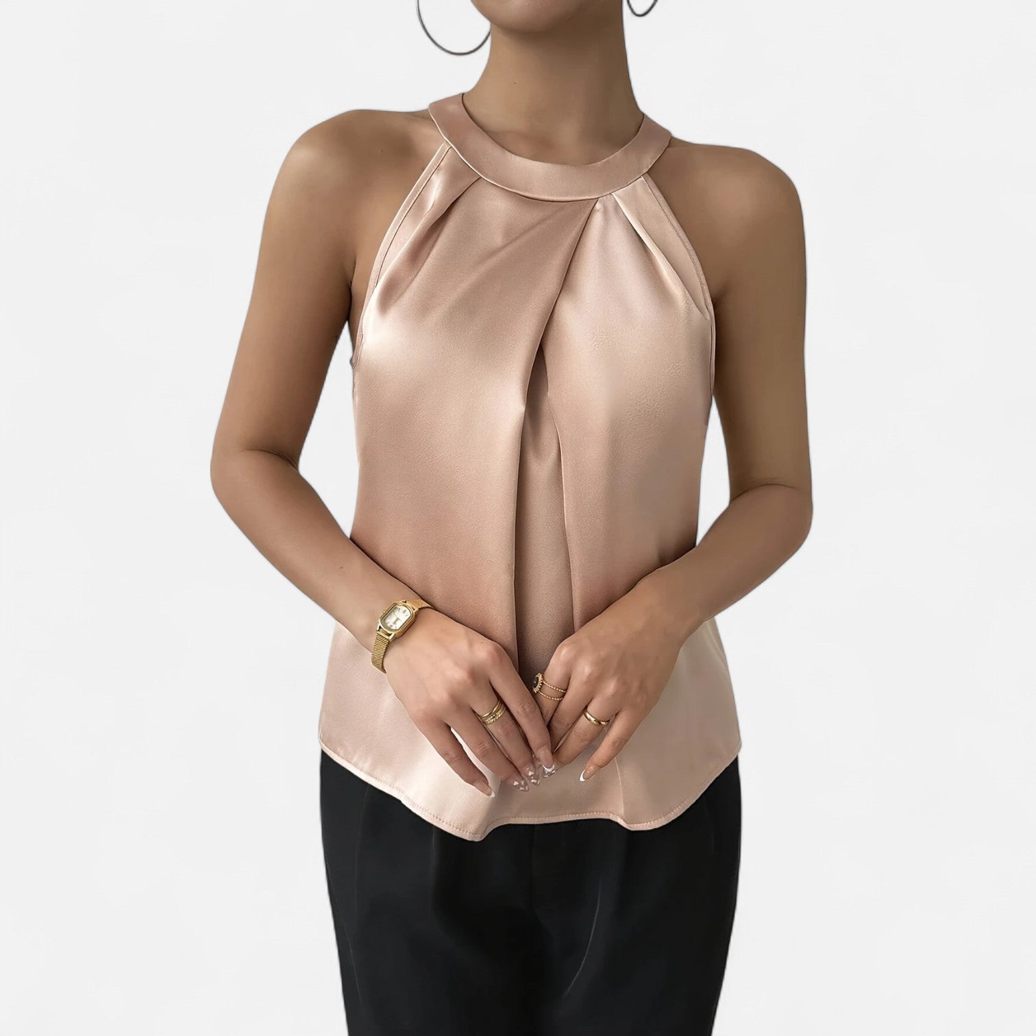 Damernas Tanktop Plisserad Front Draperad 3