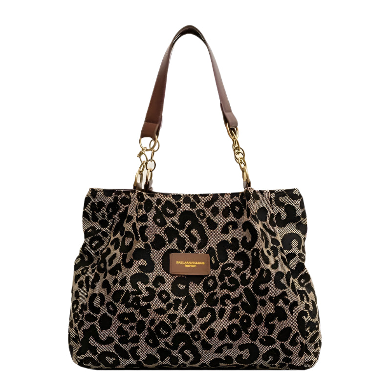 Damernas Tote Bag Leopardtryck Canvas 0