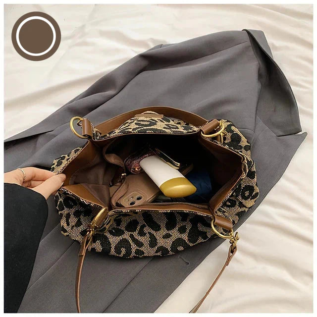 Damernas Tote Bag Leopardtryck Canvas 3