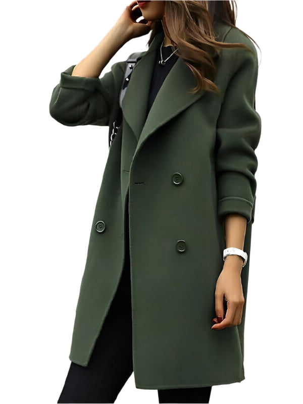 Damernas Trench Coat Dubbelknäppt Klassisk Stil 0