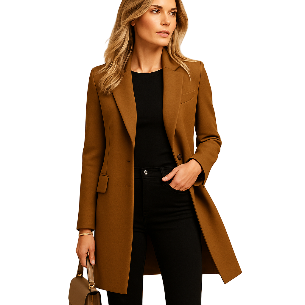 Damernas Trenchcoat Dubbelknäppt Stil 0