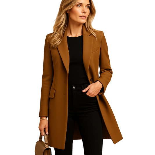 Damernas Trenchcoat Dubbelknäppt Stil 0