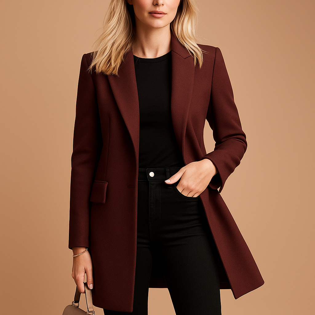 Damernas Trenchcoat Dubbelknäppt Stil 2