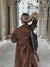 Damernas Trenchcoat i Suède Look Midi med Dubbelknäppning och Bälte 5