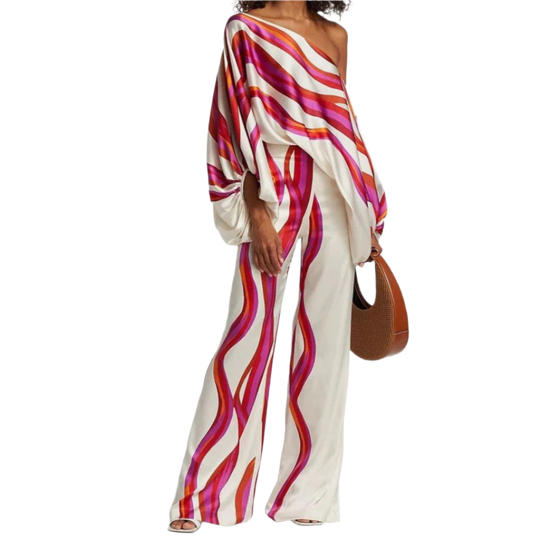 Damernas Tvådelade Sommarset med Off-Shoulder Ärmar 0