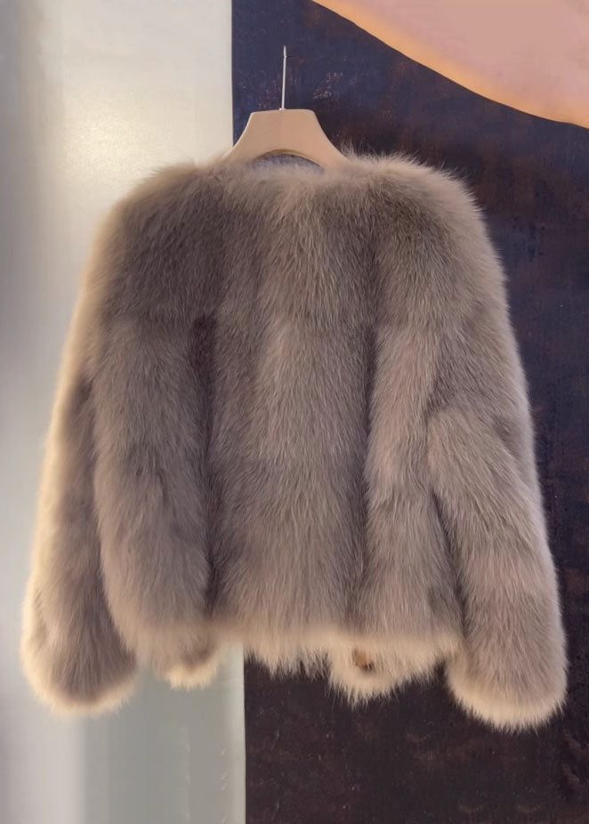 Damernas V-hals Läderrock med Pälsdetaljer 2