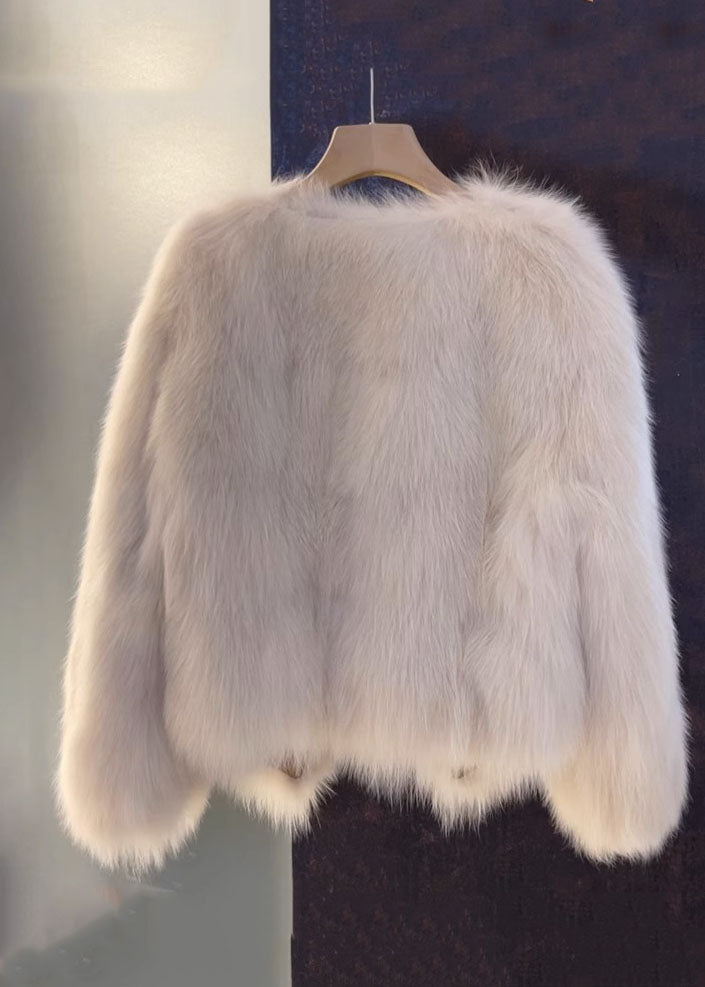 Damernas V-hals Läderrock med Pälsdetaljer 3