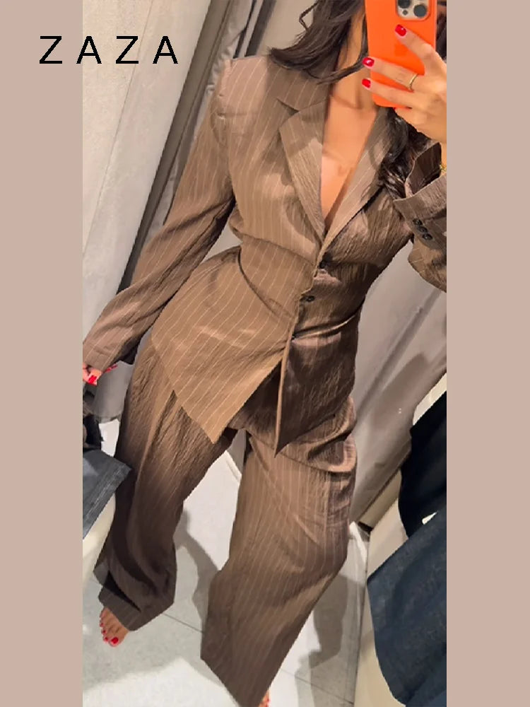 Damernas Vintage Blazer och Byxset med Hög Midja 1