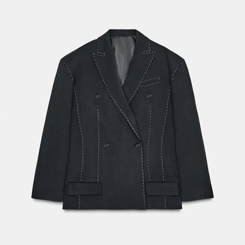 Damernas Vintage Blazer och Byxset med Hög Midja 11