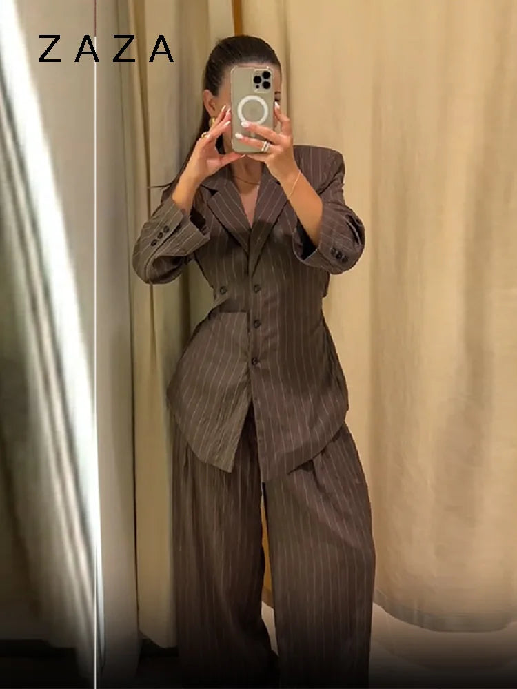 Damernas Vintage Blazer och Byxset med Hög Midja 4