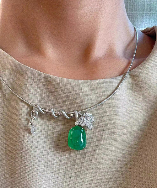 Damhalsband Kort Stilrent med Jade och Zirkon 0