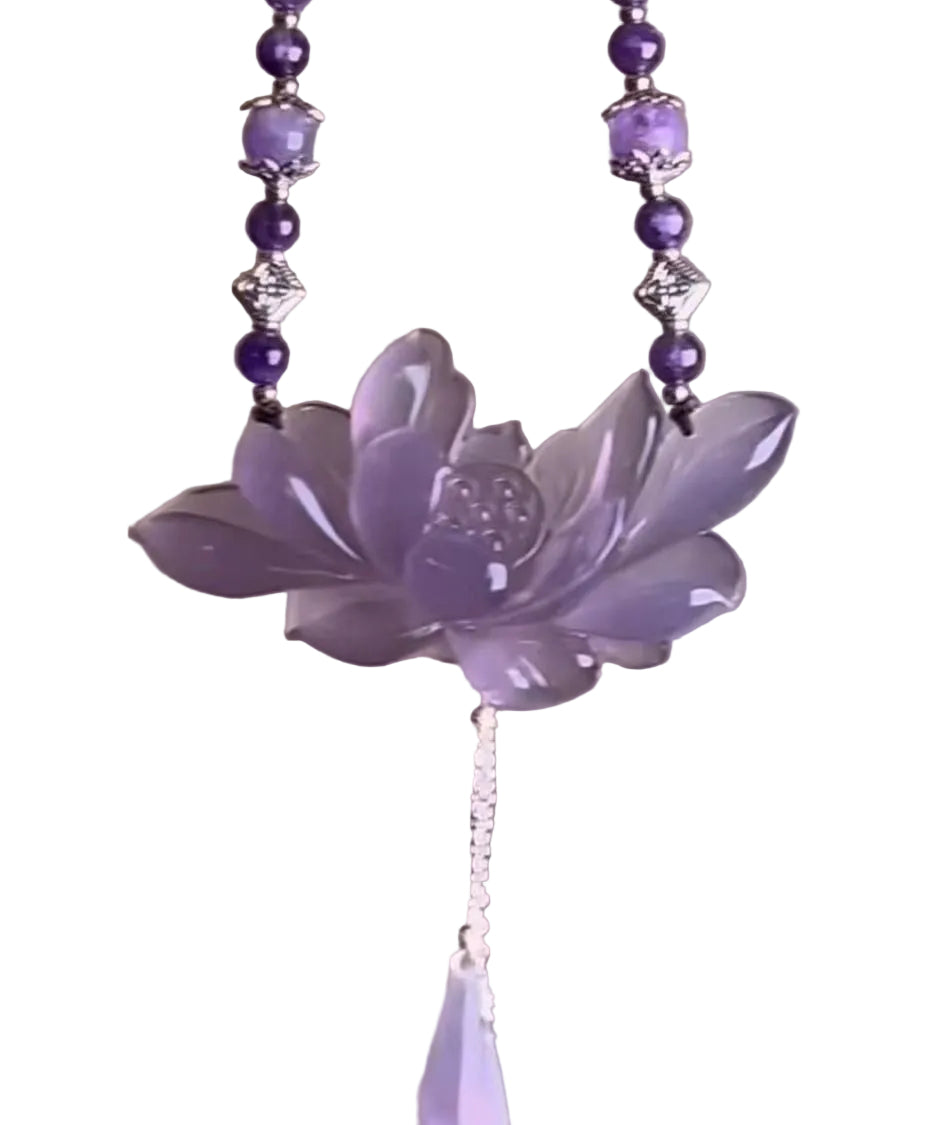 Damhalsband med Lotus- och Pärldetalj Retro Stil 0