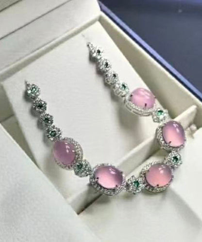 Damhalsband med fyrdelad zirkonsten och hänge 3