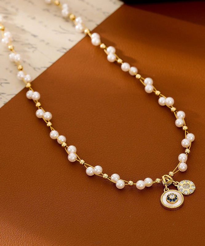 Damhalsband med pärl- och zirkondetaljer 3