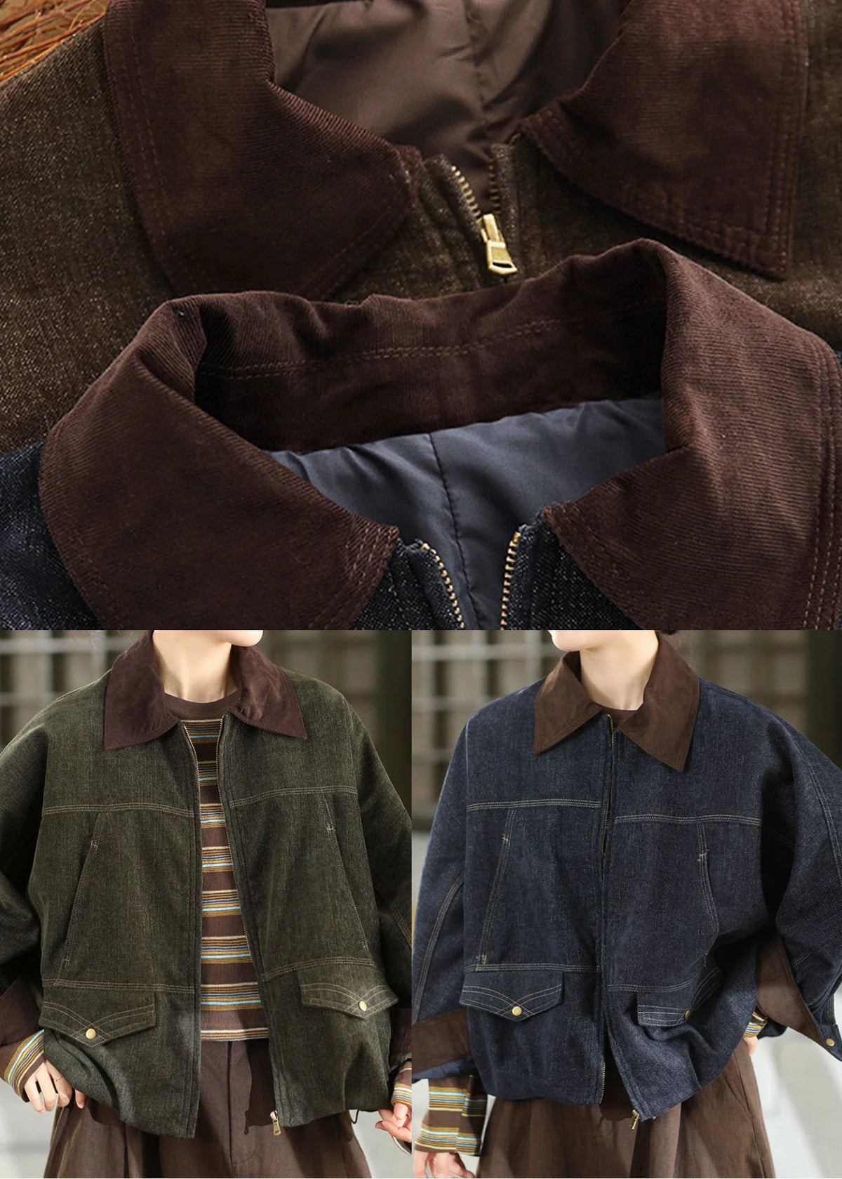 Damjacka Oversized Lappmönstrad Höststil 4