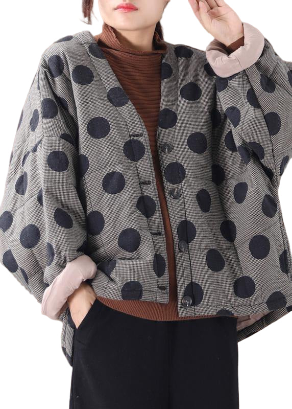 Damjacka i V-ringad Stil med Rutig Design 0