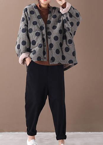 Damjacka i V-ringad Stil med Rutig Design 1