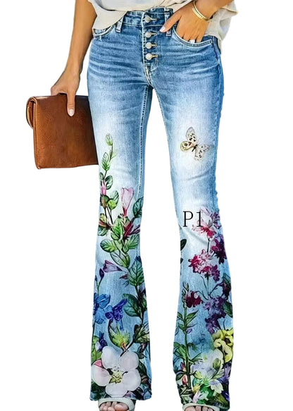 Damjeans med hög midja och utsvängd passform 0