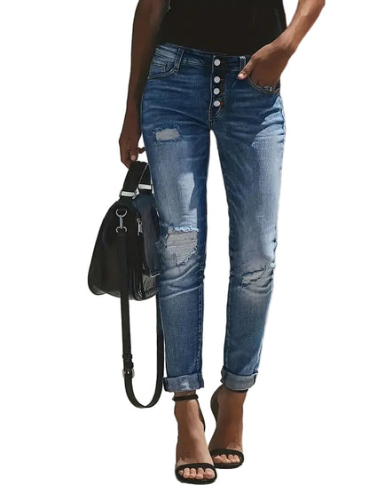 Damjeans med trasiga detaljer 0