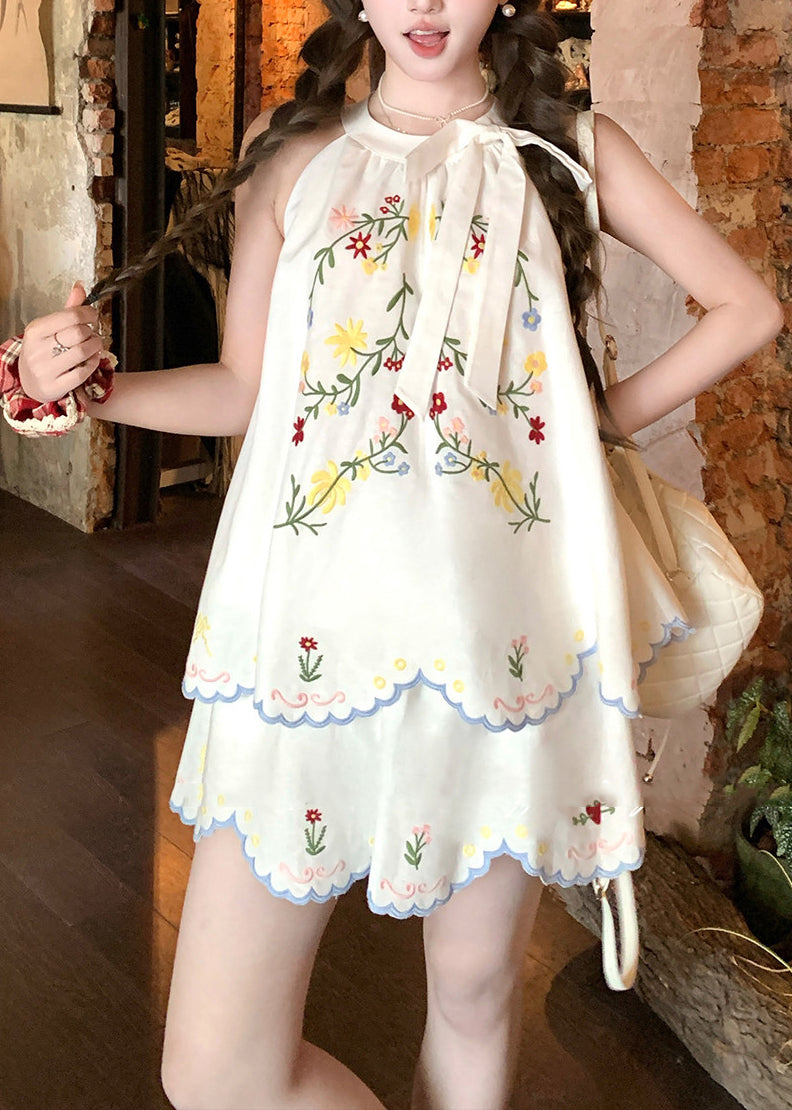 Damkläder Tvådelad Set Broderad Topp och Kjol för Sommarstyle 1