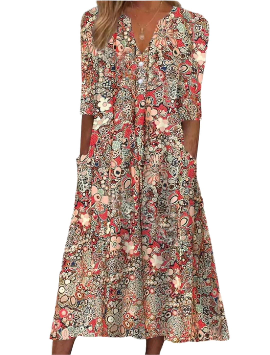 Damklänning Blommönster Lätt Material För Vår- och Sommaraktiviteter 0