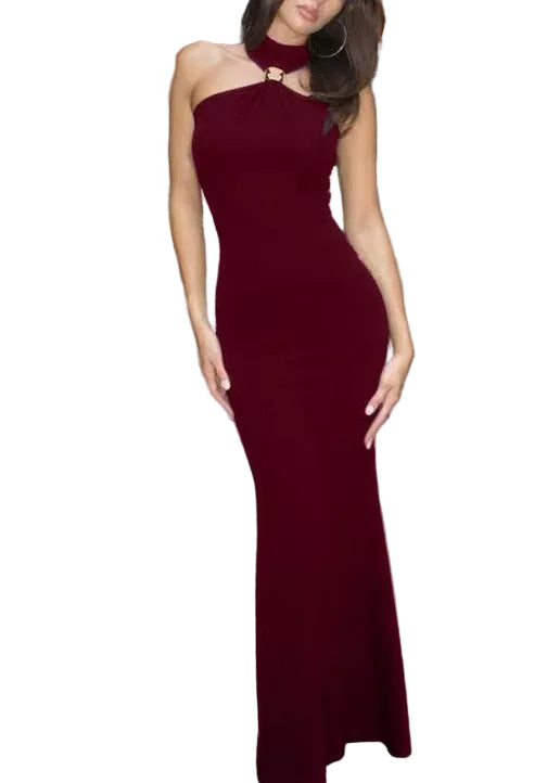 Damklänning Boho Lång Cold Shoulder Slim Fit 0