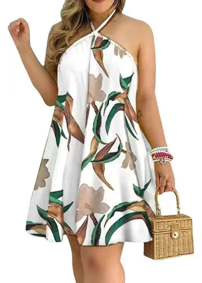 Damklänning Boho Rygglös Tryckt Sommarstil 4