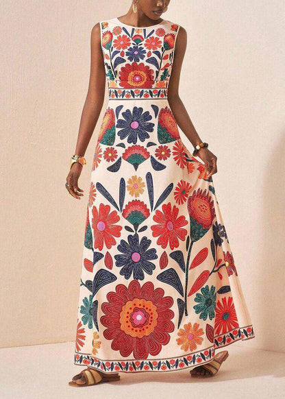 Damklänning Boho Stil Ankel Lång Ärmlös O-Neck 1