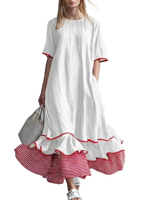 Damklänning Lång Randig Patchwork Sommarstil 0