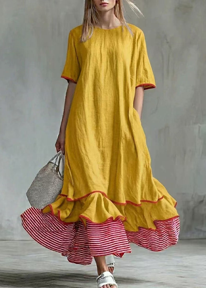 Damklänning Lång Randig Patchwork Sommarstil 1