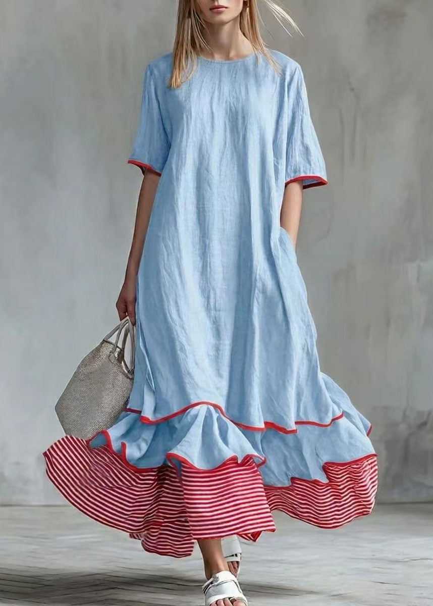 Damklänning Lång Randig Patchwork Sommarstil 2