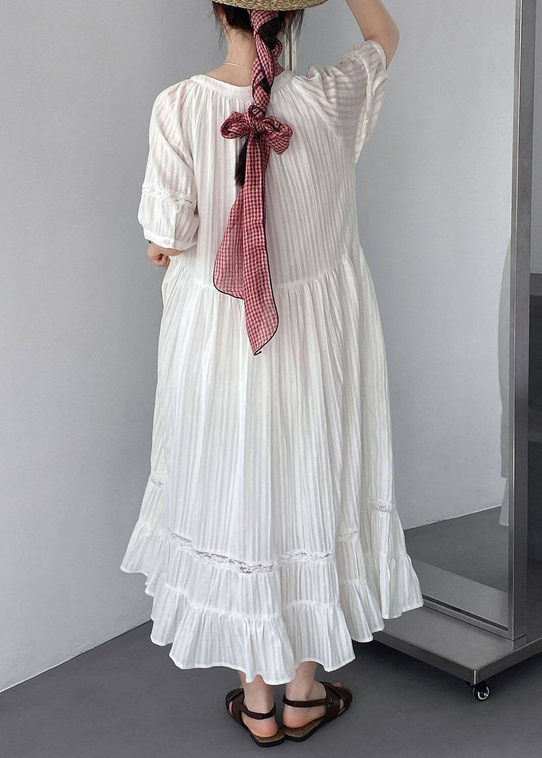 Damklänning Lång Spets Rynkad Sommarstil 4