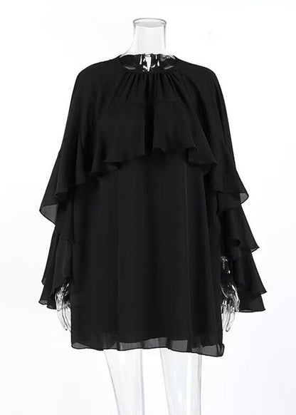 Damklänning O-hals Volangstil Plus Size 4