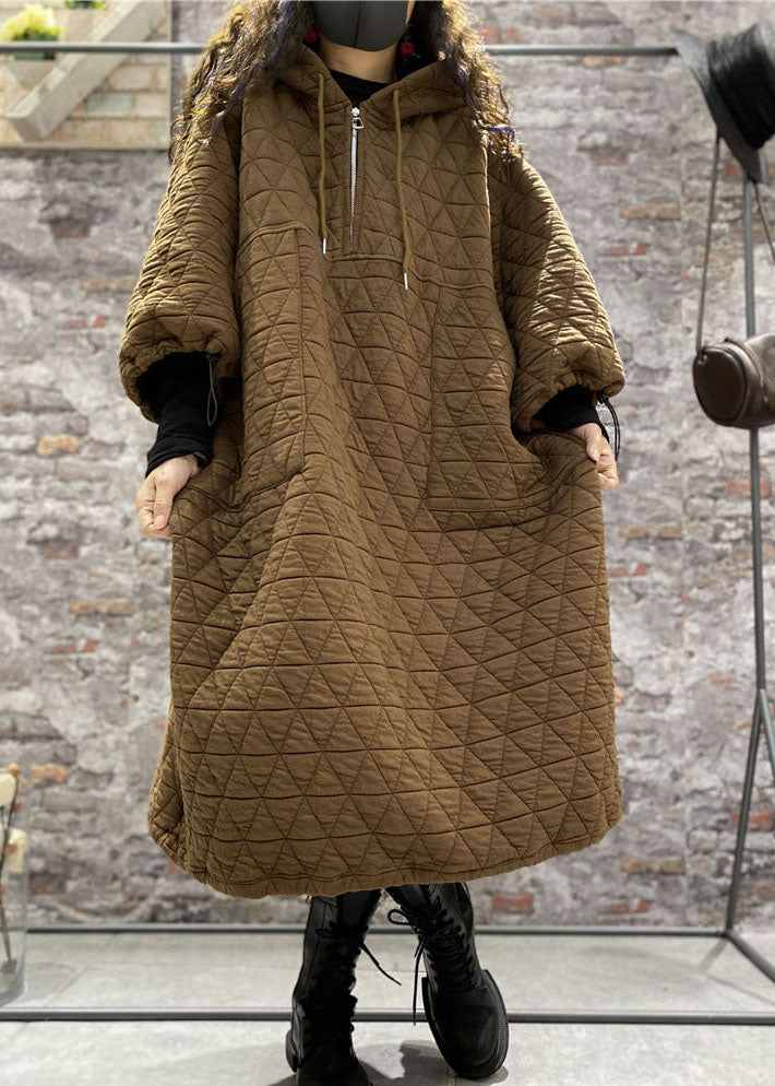 Damklänning med dragsko och kaffehuva 2