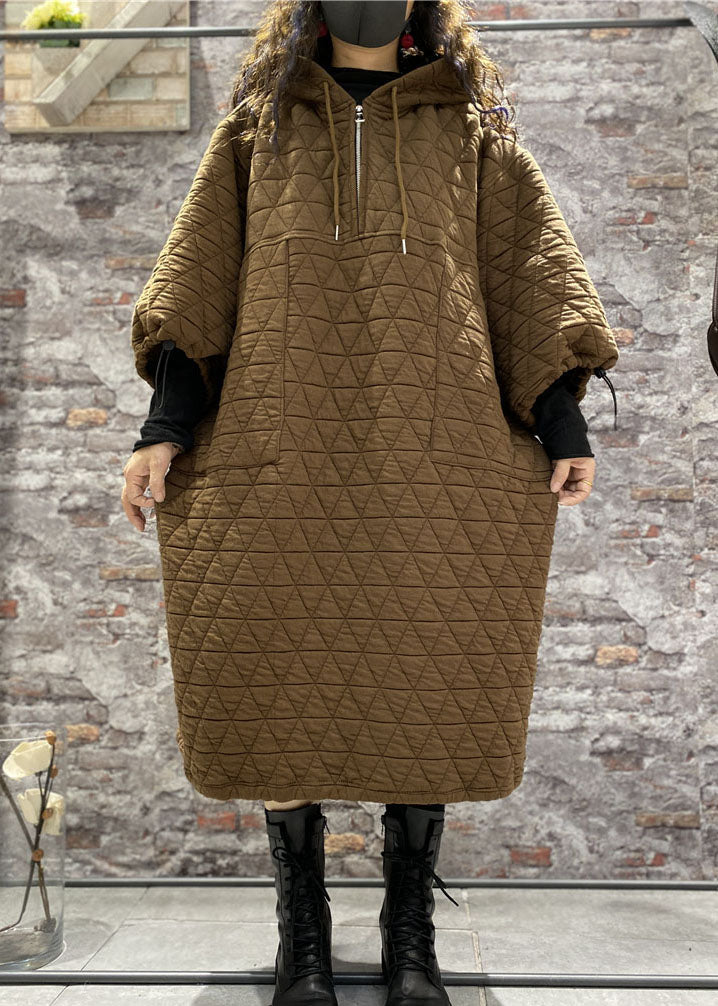 Damklänning med dragsko och kaffehuva 3