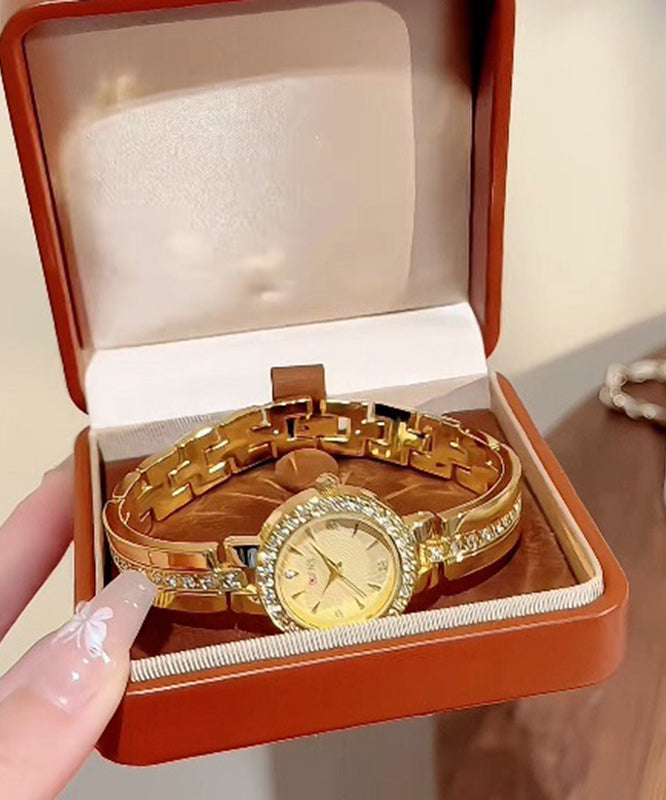 Damklocka Guld med Zircon-Detaljer och Quartz-Rörelse 1